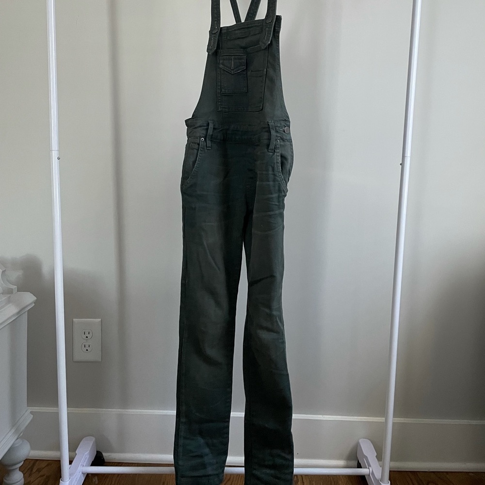 Free People skinny denim overalls, dark teal, 24 Regular
